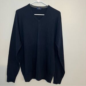 Real Cashmere Cashmere Lambswool Silk V Neck Sweater Navy Blue Sz L Italy